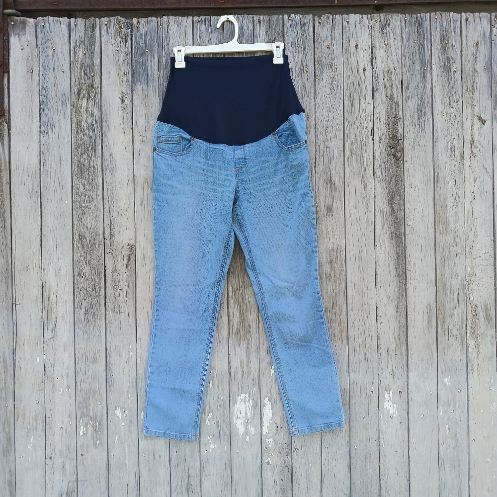 Great Expectations Womens Sz M 8-10 Maternity Belly Panel Lightwash Skinny Jeans